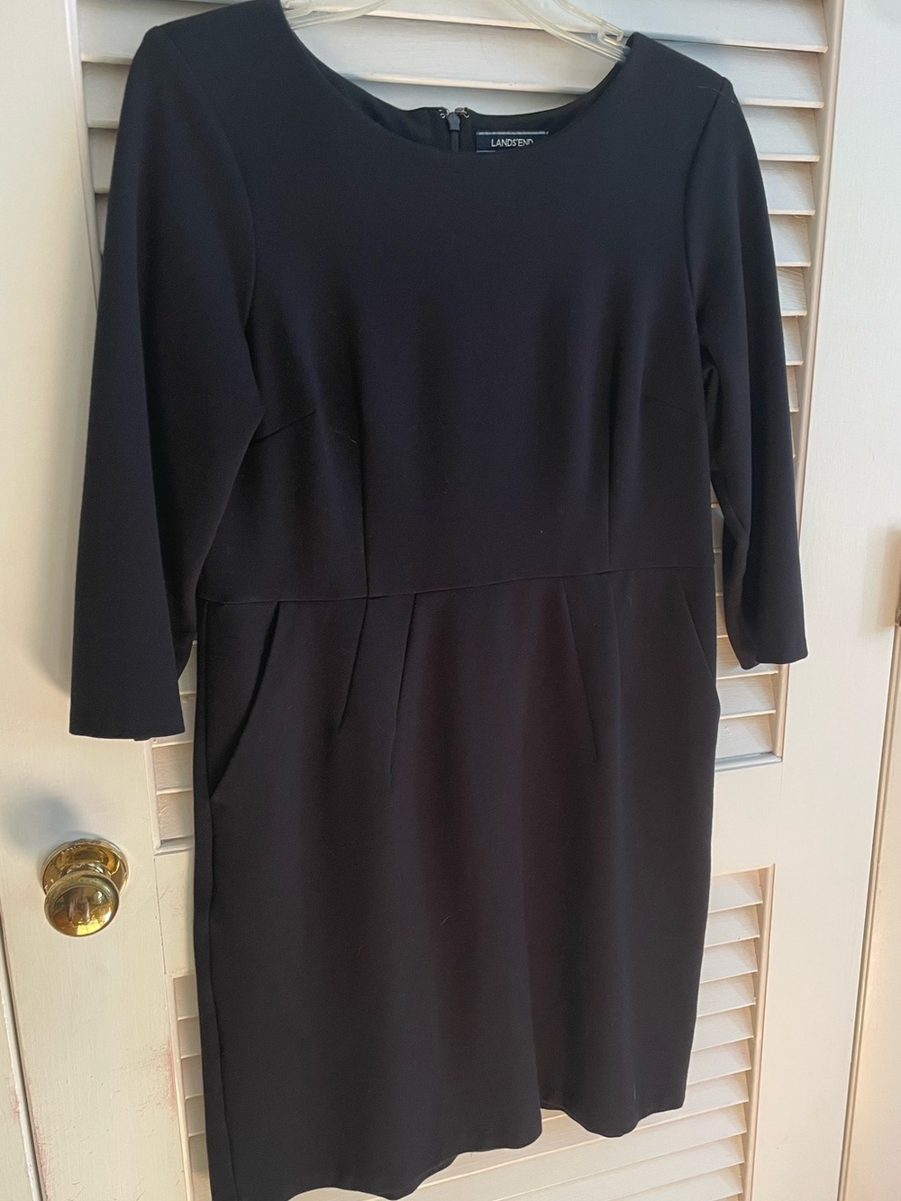 Lands' End Black Long-Sleeve Sheath Dress